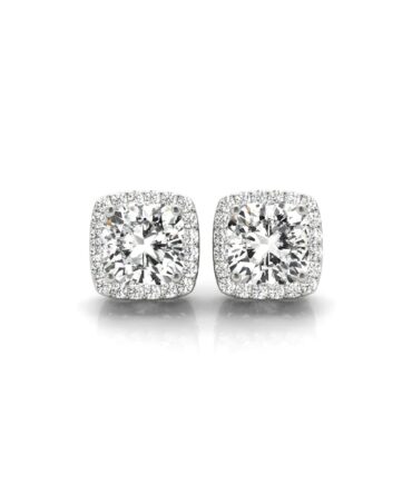 Areta Cushion Moissanite Diamond Halo Earrings