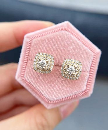 Willow Cushion Halo Diamond Earrings