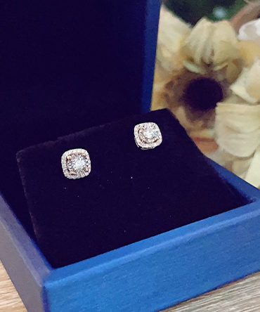 Lucille Cushion Halo Diamond Earrings