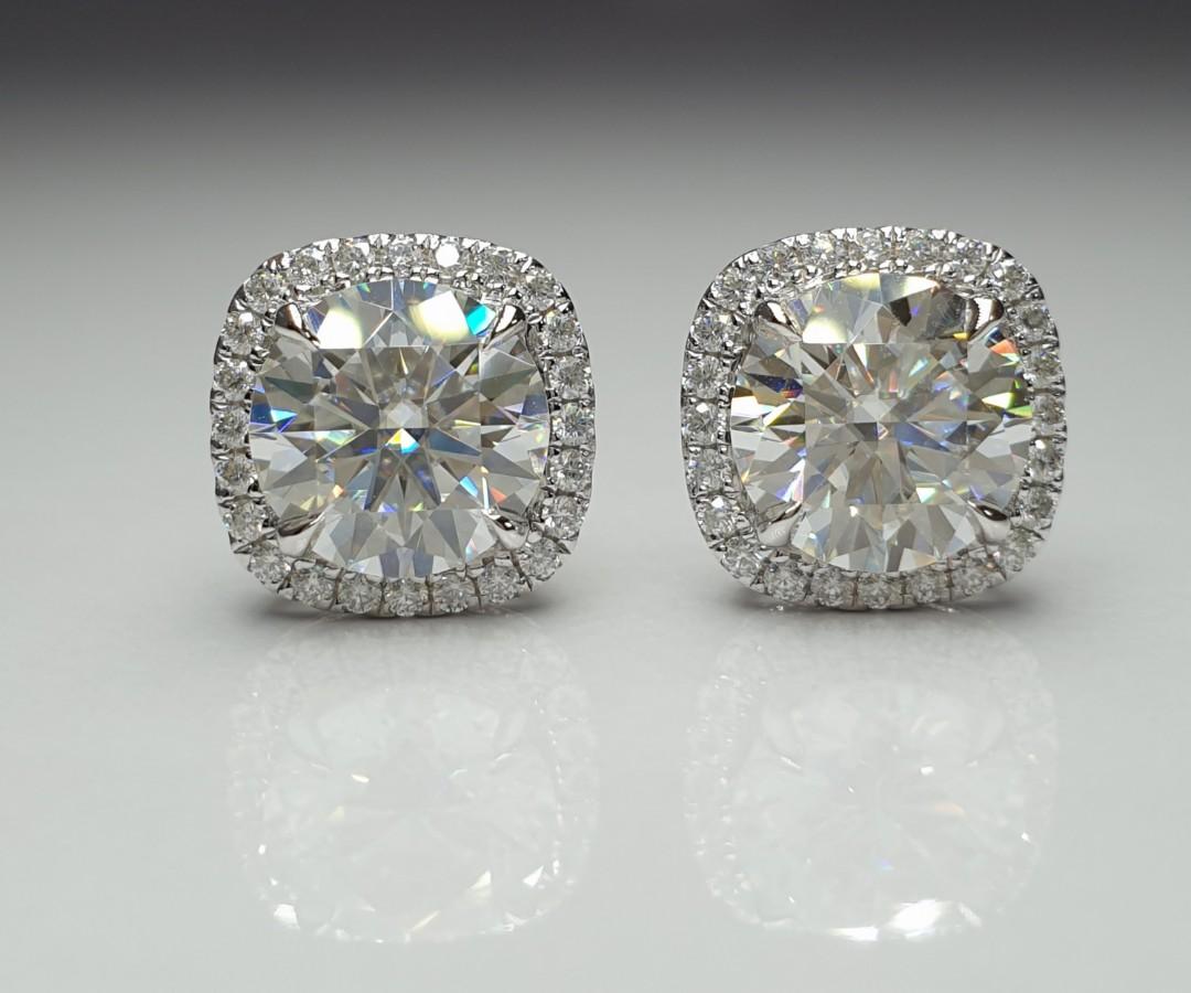 Areta Cushion Lab Diamond Halo Earrings - Image 4