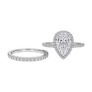 Ava Pear Diamond Lab Bridal Ring Set