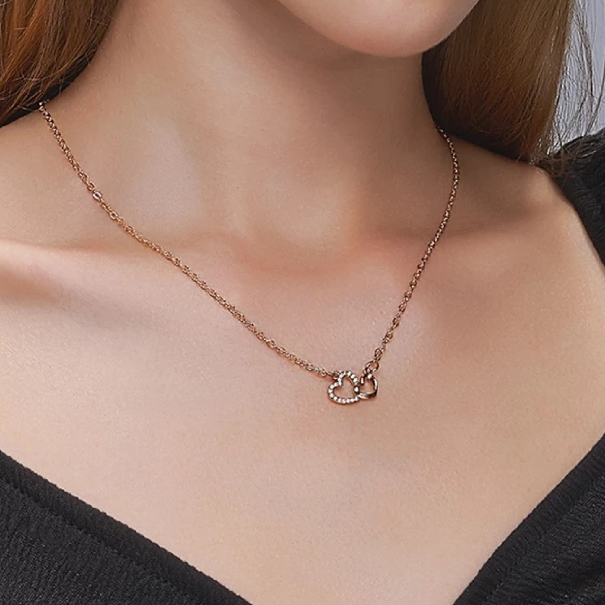 Ari Double Heart Diamond Necklace - Image 3