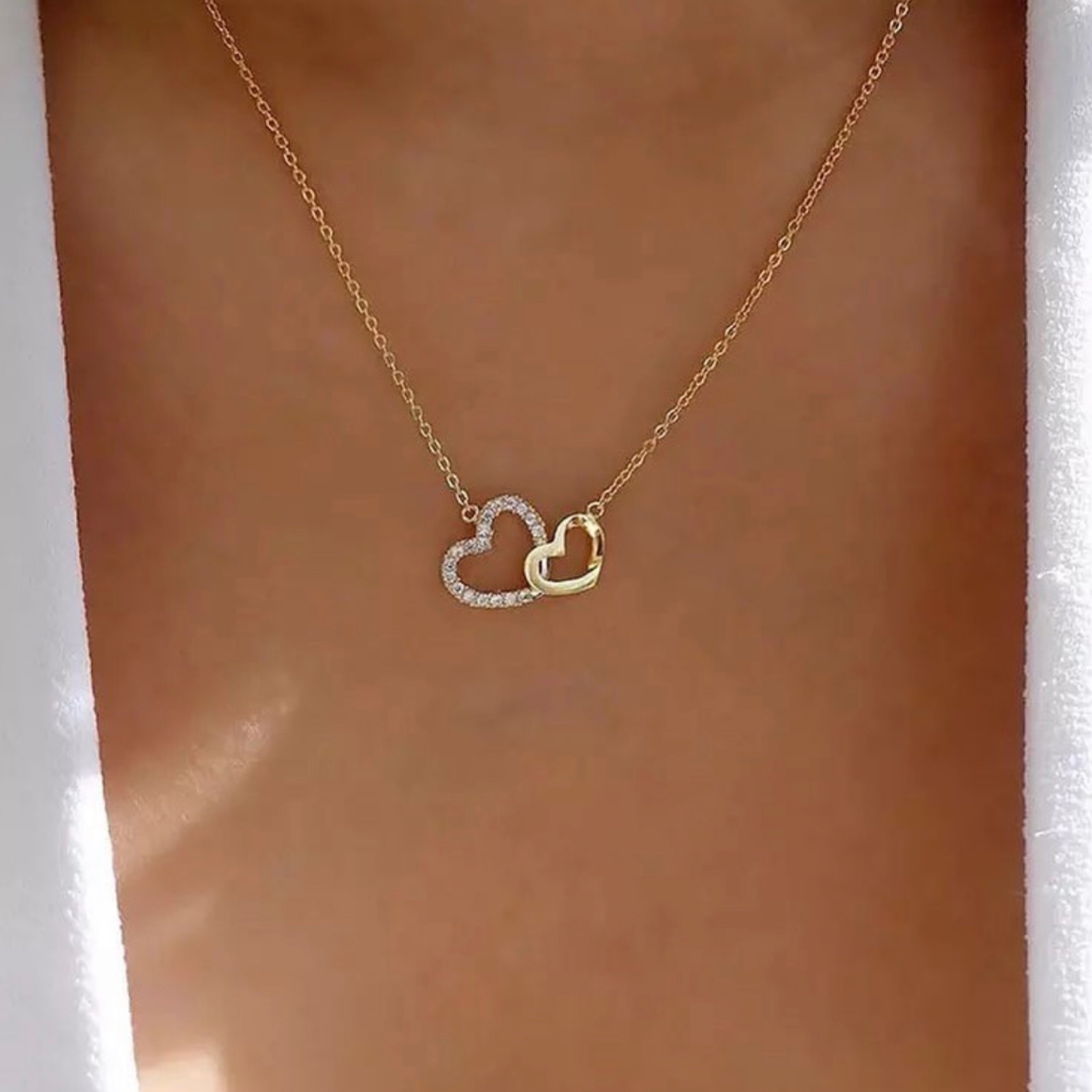 Ari Double Heart Diamond Necklace - Image 4