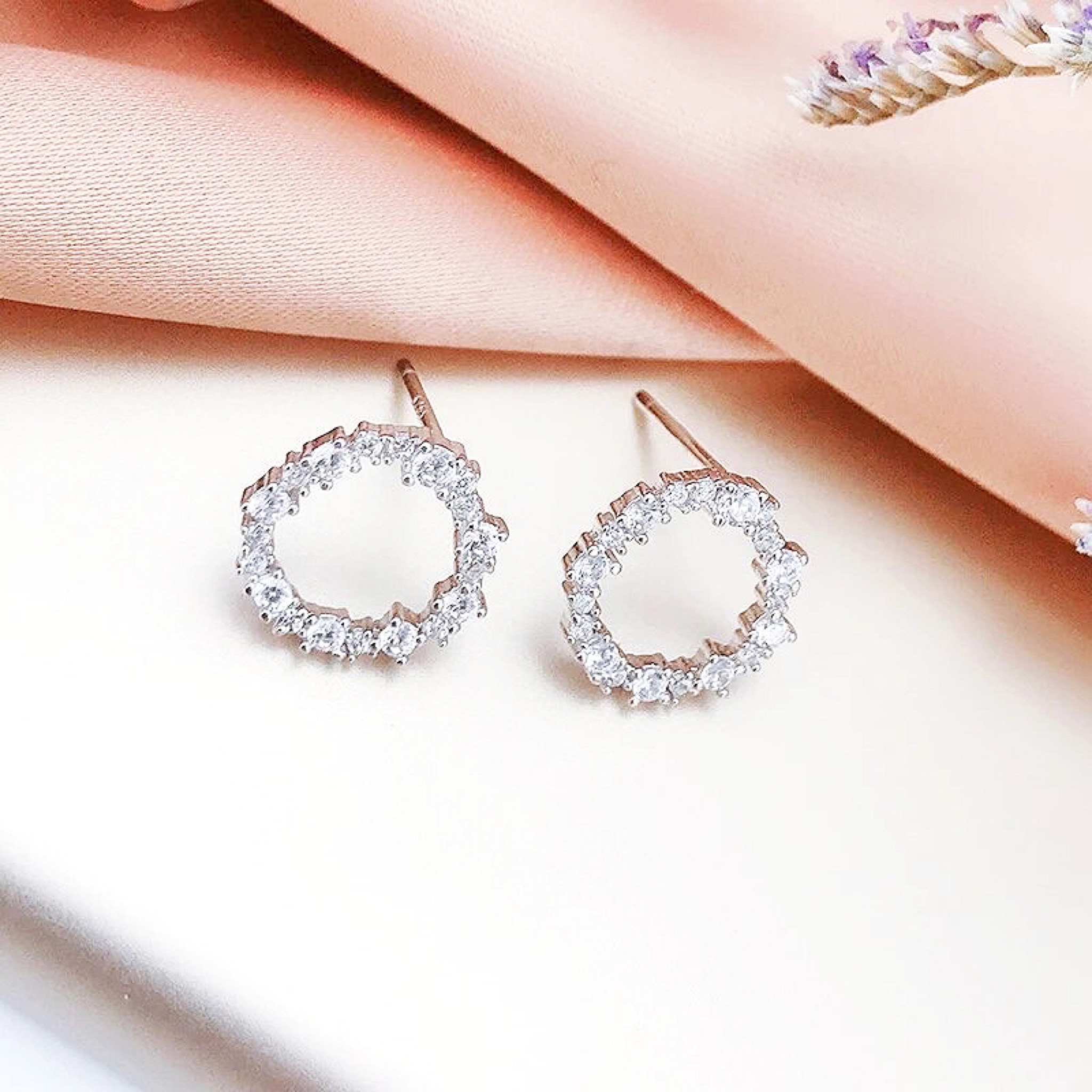 Janette Round Diamond Earrings - Image 3