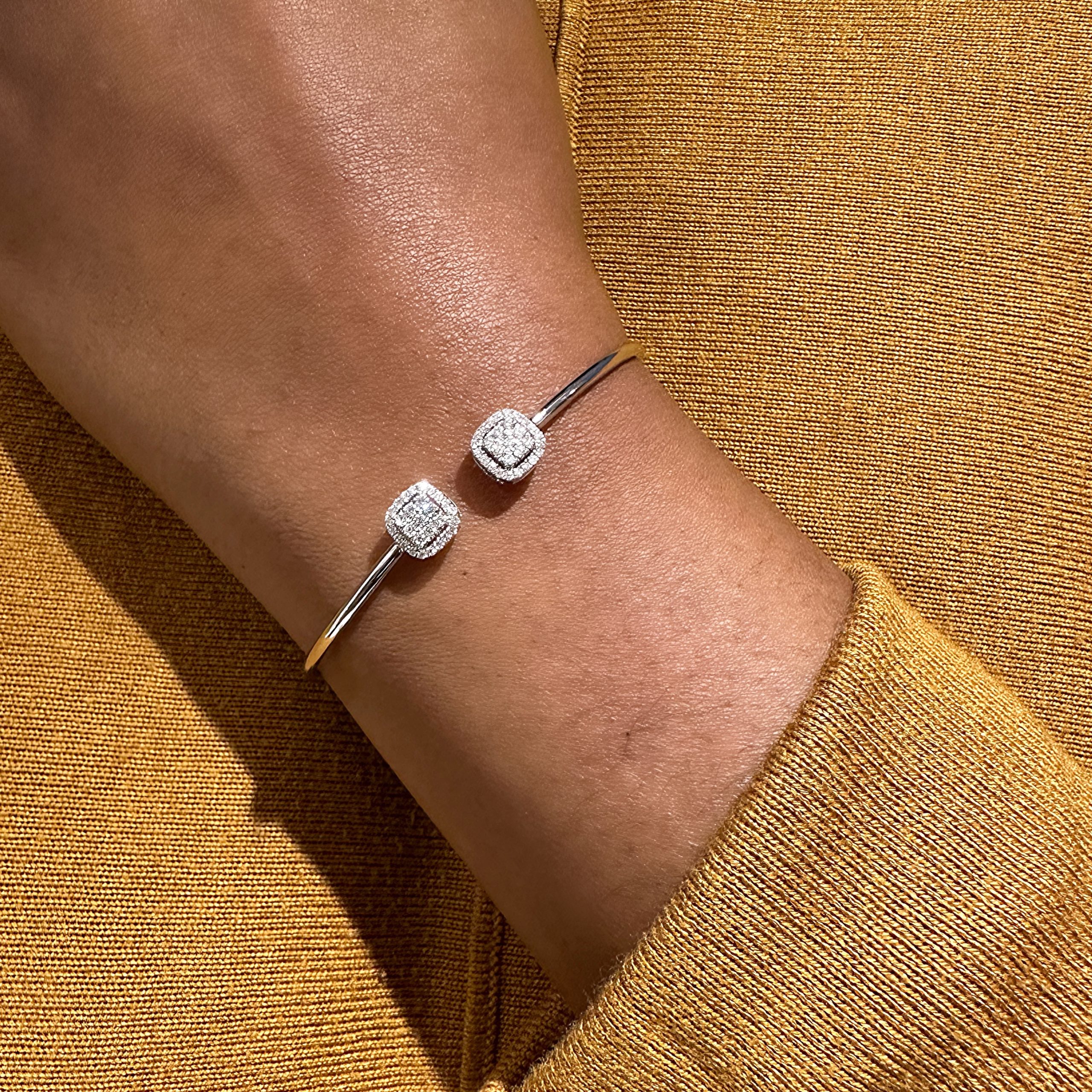 Olivia Diamond Cushion Cuff Bangle