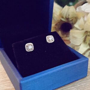 Lucille Cushion Halo Diamond Earrings