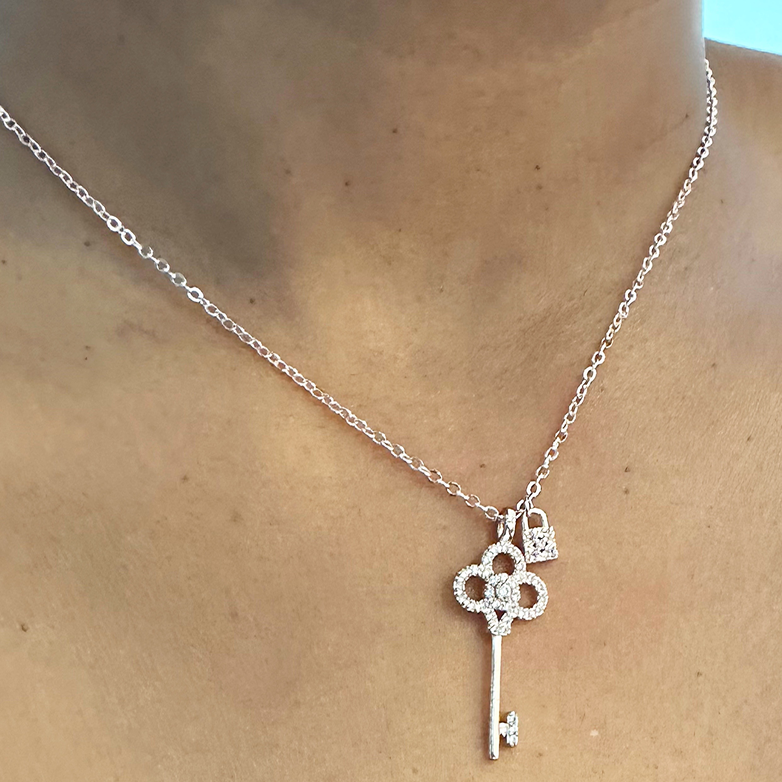 Luna Lock and Key Diamond Necklace - Image 6