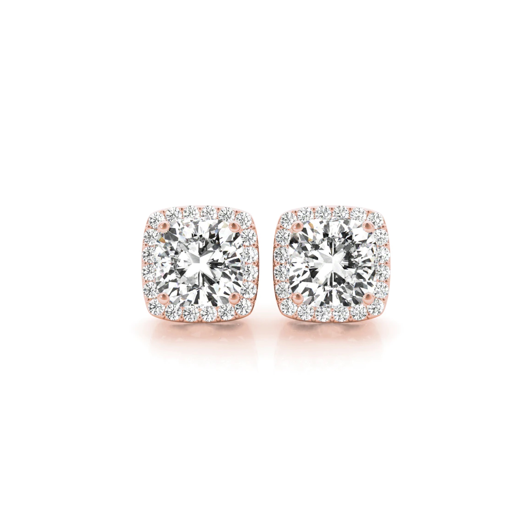 Areta Cushion Lab Diamond Halo Earrings - Image 3