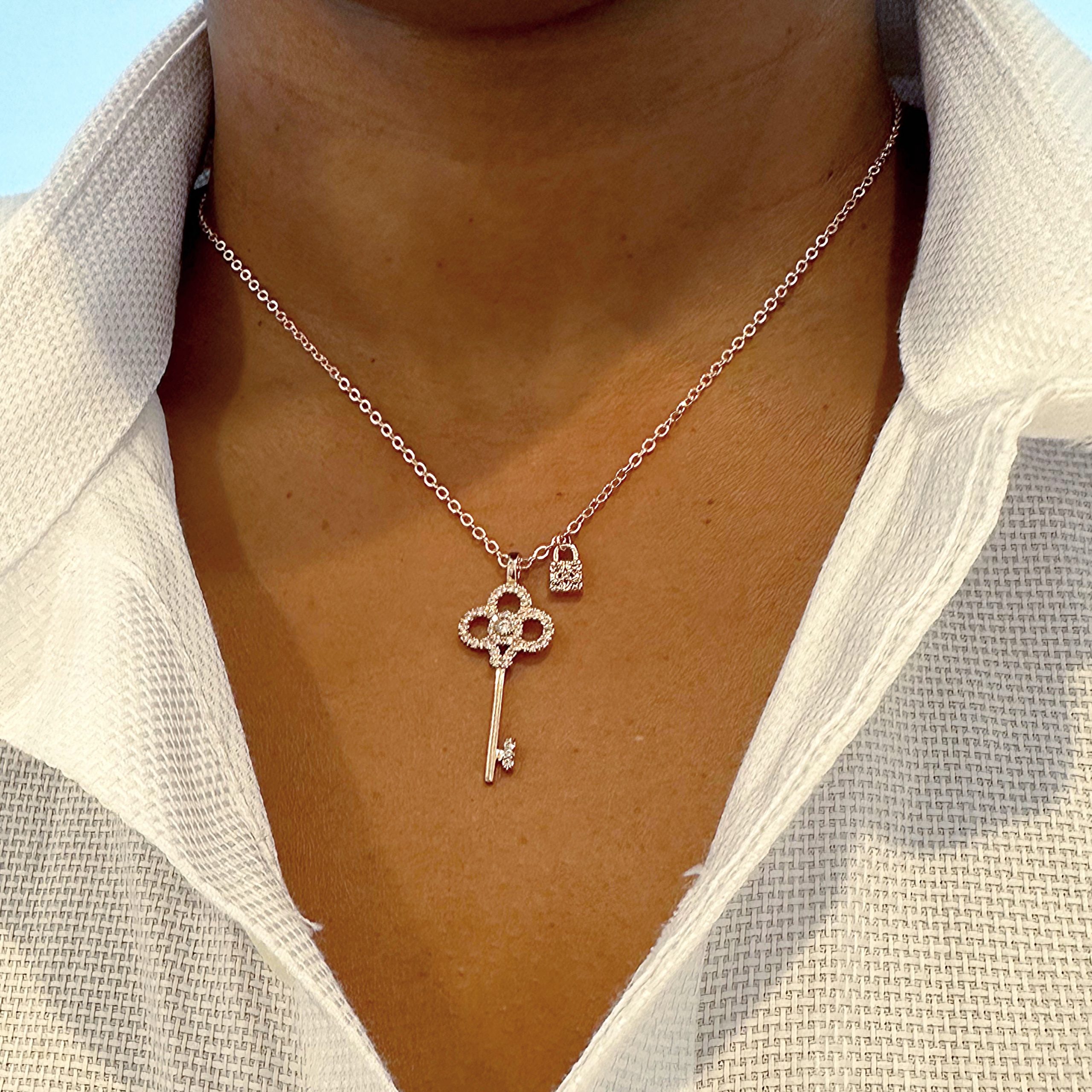 Luna Lock and Key Diamond Necklace - Image 5