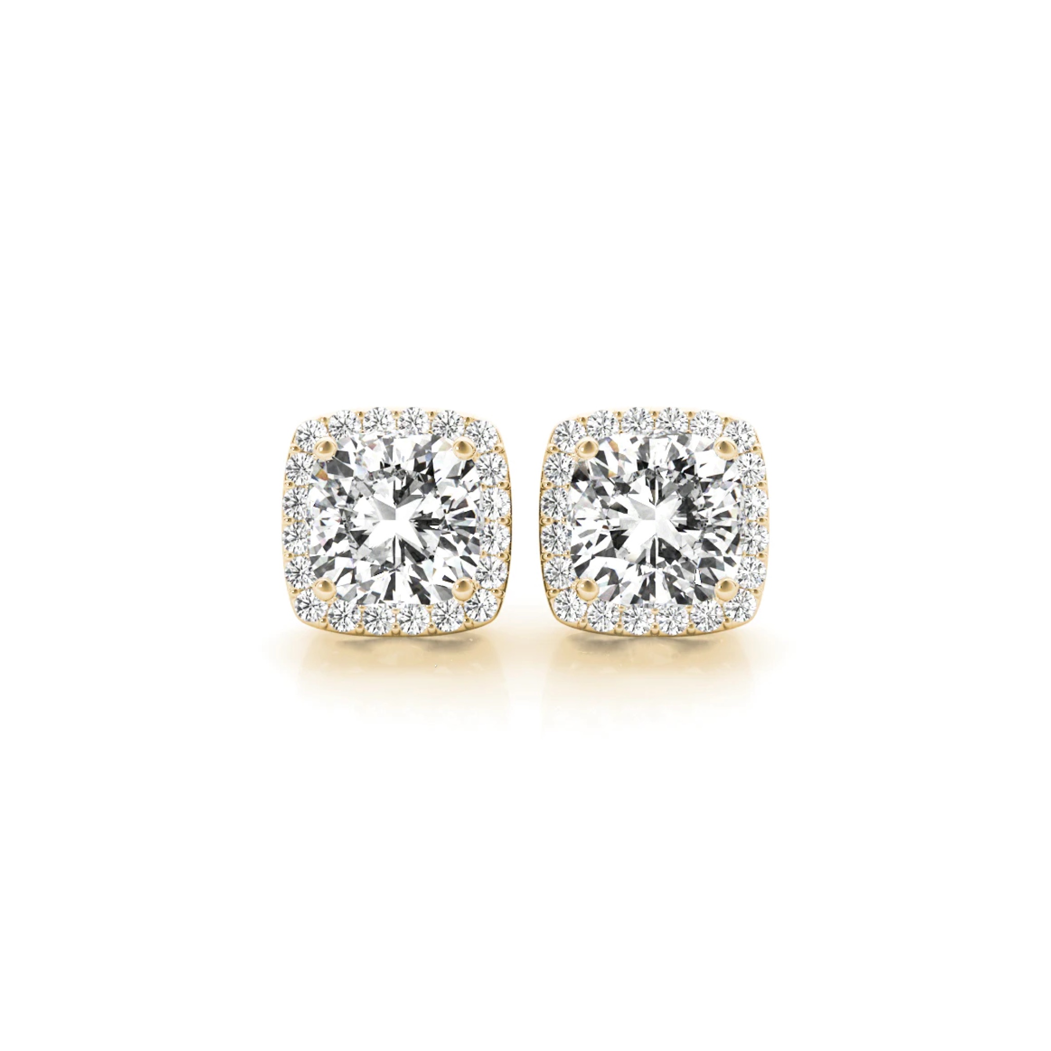Areta Cushion Lab Diamond Halo Earrings - Image 2