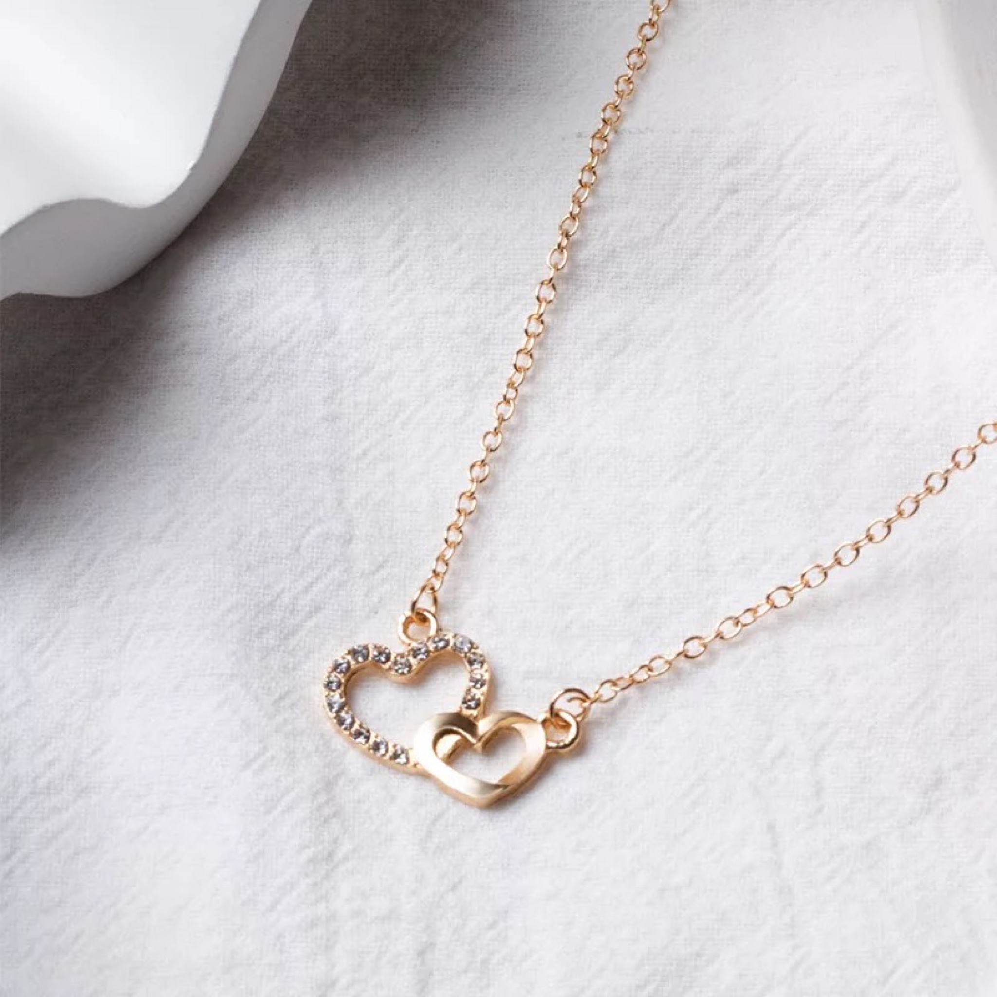 Ari Double Heart Diamond Necklace - Image 2
