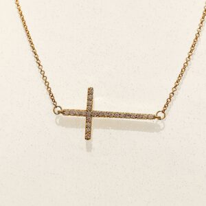 Horizontal Cross Diamond Necklace