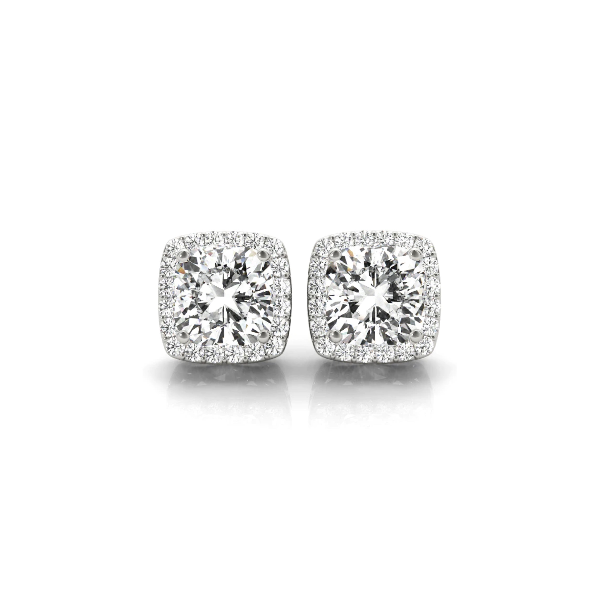 Areta Cushion Lab Diamond Halo Earrings