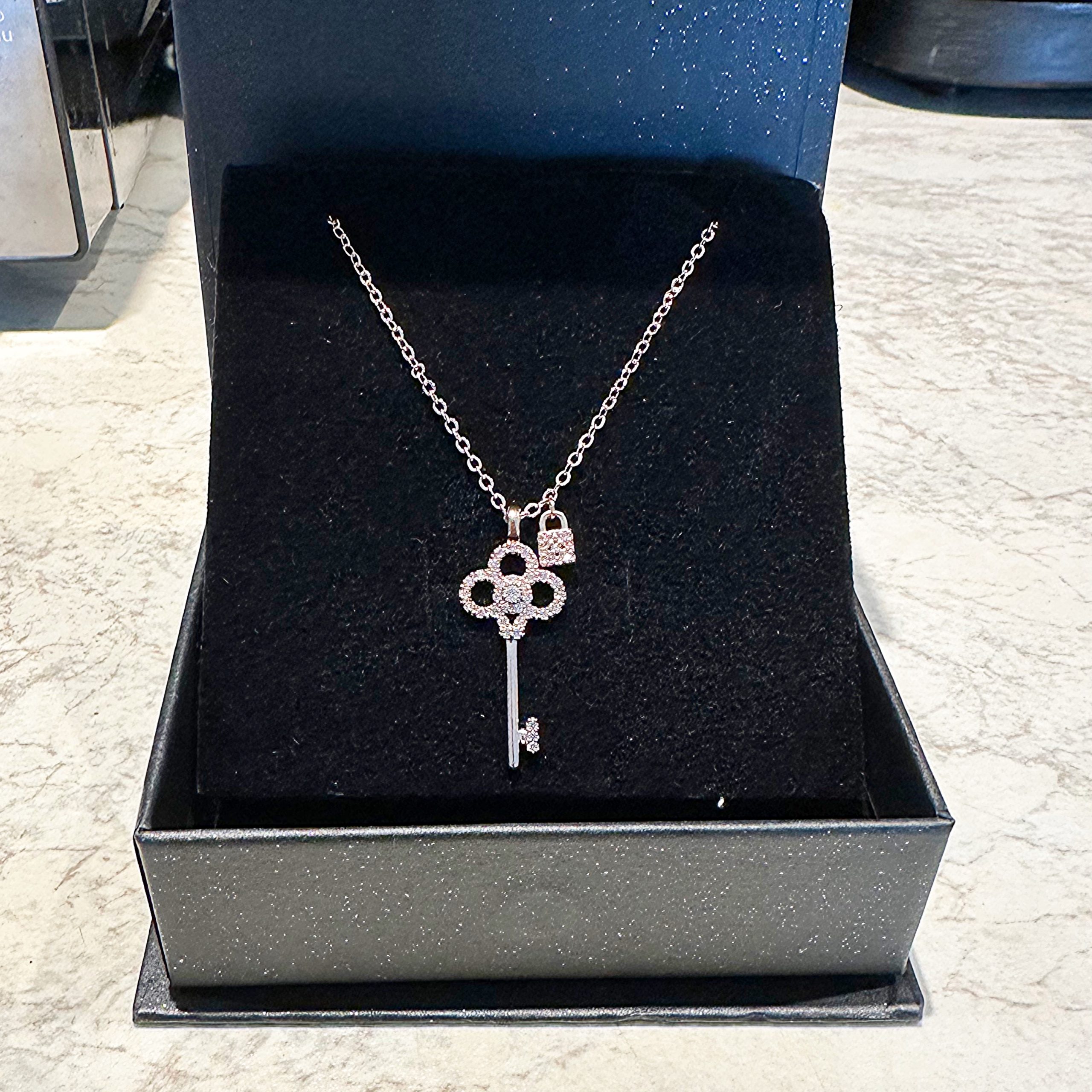 Luna Lock and Key Diamond Necklace - Image 3