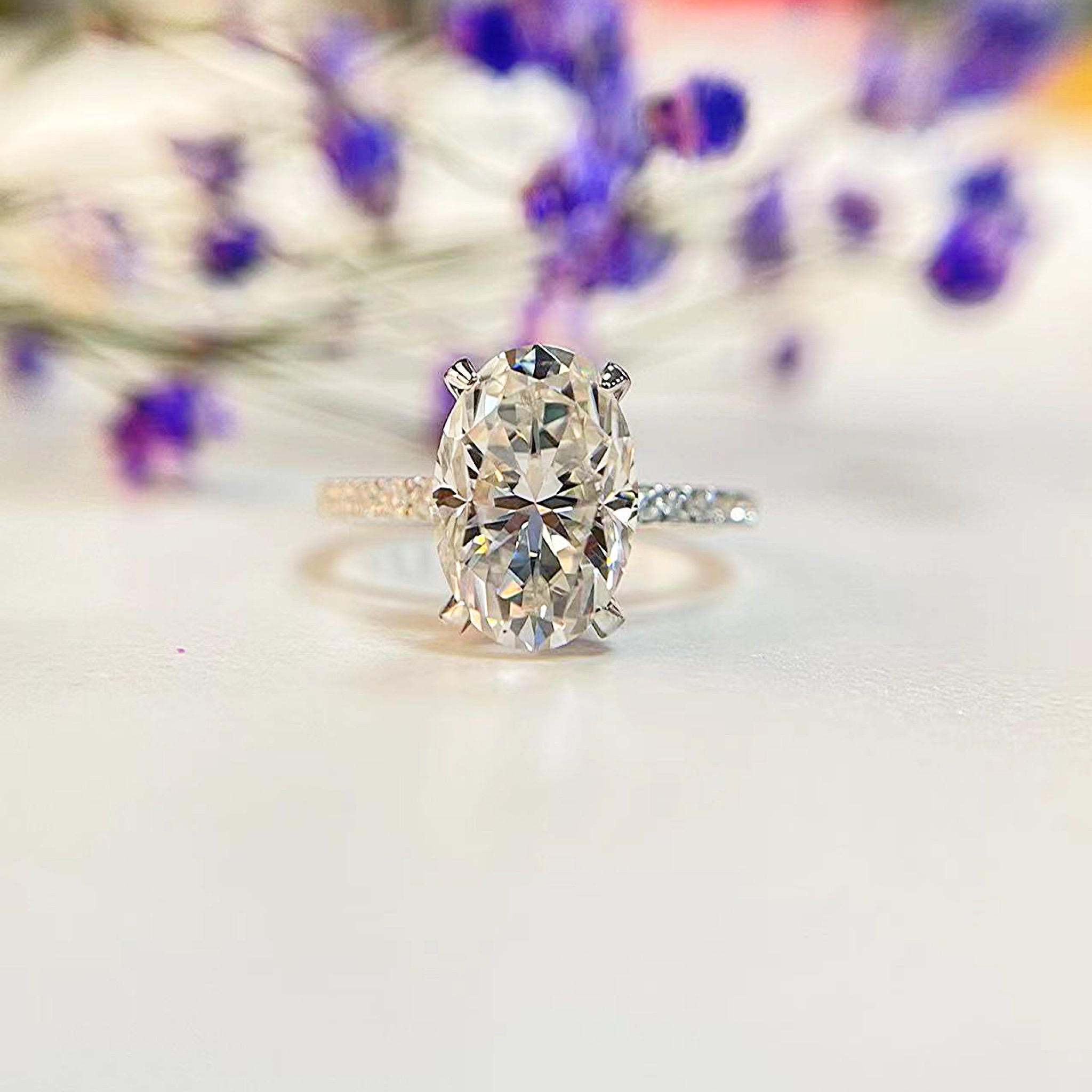 Lily Oval Lab-Diamond Engagement Ring